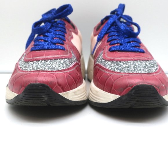 GOLDEN GOOSE LTD EDITION GLITTER RUNNING SNEAKERS PINK CROC-PRINT SIZE 38 - Picture 5 of 12